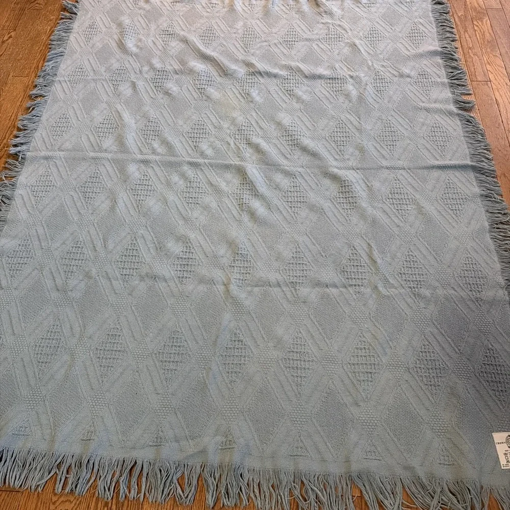 Crown Crafts 100% Cotton Woven Fringed Reversible Throw Blanket 63